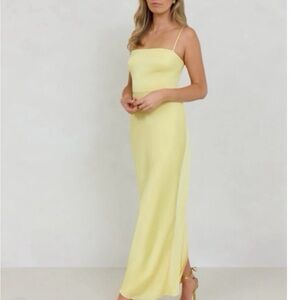 Pastel Yellow Sleeveless Slip Dress for Wedding Guest